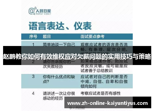 赵鹏教你如何有效维权应对欠薪问题的实用技巧与策略